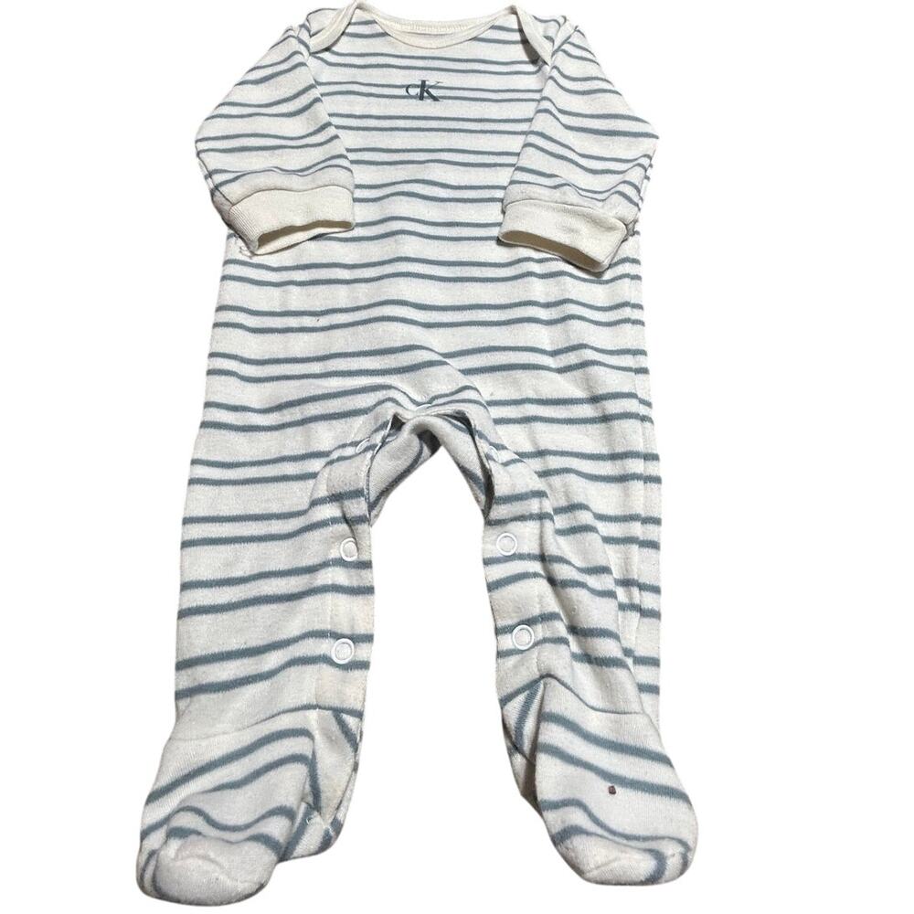 Calvin Klein 0-3 mth striped footed one-piece sleeper